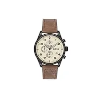 boss montre chronographe à quartz pour homme avec bracelet en cuir marron - 1513990