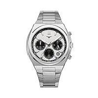 zinvo chrono panda quartz chronographe acier blanc noir gris silicone date saphir montre homme, noir , bracelet