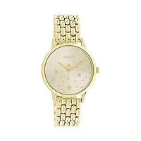 oozoo timepieces montre pour femme avec bracelet en métal de 16 mm de large | montre de haute qualité pour femme – Élégante montre analogique ronde, or, mittel, bracelet