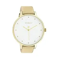 oozoo timepieces montre pour femme avec bracelet en cuir de 18 mm de large | montre de haute qualité pour femme – Élégante montre analogique ronde, or, extra groß, sangles