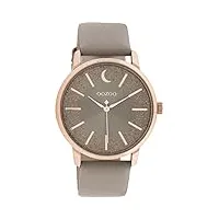 oozoo timepieces montre pour femme avec bracelet en cuir de 20 mm de large | montre de haute qualité pour femme – Élégante montre analogique ronde, taupe/or rose, groß, sangles