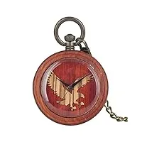 bois naturel 3d flying eagle affichage quartz montre de poche montres femmes hommes vêtements chaîne bijoux lumière montres