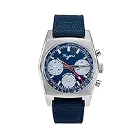 s419be chrono heritage blue panda x montre mécanique en cuir nylon pour homme motif mouette 1963, argenté.