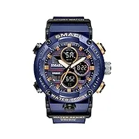 montre de sport pour homme, la mode nouveau design montre analogique montre numérique sports montre-bracelet montre militaire,dark blue
