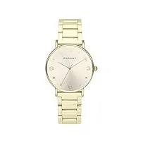 radiant - collection cozy - montre analogique et automatique. montre-bracelet pour femme. bracelet de montre avec cadran et bracelet doré de 36 mm. 3atm.
