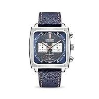 megir montre de sport rectangulaire à quartz analogique pour homme avec bracelet en cuir et acier inoxydable 2182g, bleu, chronographe, mouvement à quartz