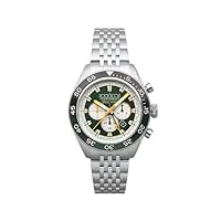 cadola montre chronographe ahrens pour homme 42 mm avec bracelet en nylon cd-1036, vert racing, chronographe ahrens