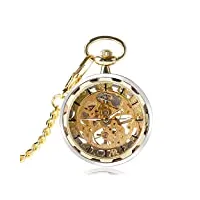 cotby montre de poche vintage classique argent doré steampunk montres mécaniques à remontage manuel avec chaîne hommes femmes cadeau d'anniversaire de noël (doré) (doré)