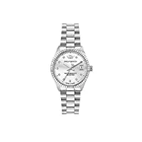 philip watch caribe montre femme, heure et date, analogique - 31 mm, argent