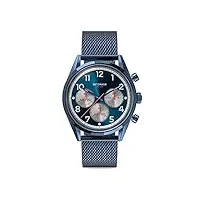 detomaso heritage chronographe bleu montre homme analogique quartz mesh milanais bleu, bleu, bracelet