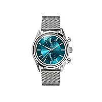 detomaso armonia montre chronographe pour homme turquoise quartz analogique maille milanaise argent, turquoise, bracelet