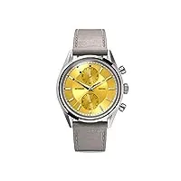 detomaso armonia montre chronographe jaune femme montre analogique quartz bracelet en cuir gris, yellow