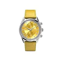 detomaso armonia montre chronographe jaune femme montre analogique quartz bracelet en cuir jaune, yellow