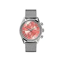 detomaso armonia montre chronographe rose pour femme à quartz analogique en maille milanaise argenté, rose bonbon, bracelet