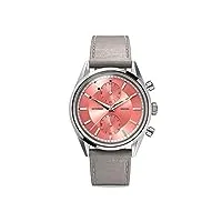 detomaso armonia chronographe rose montre femme analogique quartz bracelet en cuir gris, rose bonbon, sangles