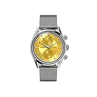 detomaso armonia chronographe jaune femme montre-bracelet analogique quartz maille milanais argent, yellow