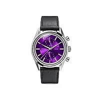 detomaso armonia montre chronographe violet pour femme analogique quartz bracelet en cuir noir, pourpre, sangles