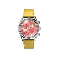 detomaso armonia montre chronographe à quartz analogique pour femme bracelet en cuir jaune, rose bonbon, sangles