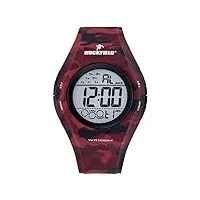 ruckfield montre sport - digital - multifonction - silicone rouge