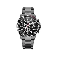 roamer rimini 861837 montre chronographe à quartz pour homme en acier inoxydable, noir/noir - 861837 44 55 20, bracelet