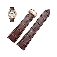 aemall bracelet de montre pour cartier tank série calibre en cuir véritable montre mécanique homme et femme 20 mm 22 mm 23 mm 25 mm bracelet de montre (couleur : argent jaune, taille : 18 mm)