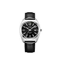 rotary montre quartz homme 38.50mm avec cadran noir analogique et bracelet en bracelet en cuir noir gs05480/65
