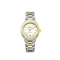 rotary montre quartz femme 32.00mm avec cadran blanc analogique et bracelet en bracelet en acier two-tone gold lb05106/02