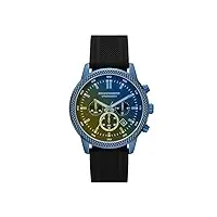 skechers montre pour homme clarkdale, mouvement chronographe, boîtier en alliage bleu 44 mm avec bracelet en silicone, sr5198