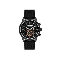 skechers clarkdale montre chronographe à quartz en métal et silicone pour homme, noir/orange