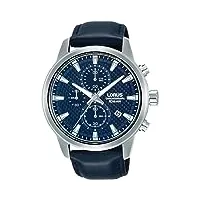 lorus rm337hx9 montre chronographe pour homme avec bracelet en cuir, bleu