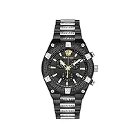 versace greca veso01022 sporty montre chronographe pour homme noir/argenté 46 mm, noir