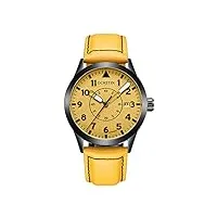 forsining montre mécanique automatique pour homme avec bracelet en cuir - affichage de la date - Étanche, jaune