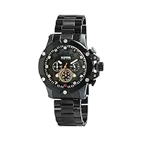 raptor limited soheib ra20350 montre chronographe pour homme en acier inoxydable avec aiguilles lumineuses et analogique à quartz (noir et blanc), noir et blanc., classique