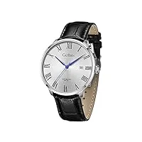 cadisen montre automatique pour hommes montre automatique mécanique en cuir véritable étanche montre de loisirs pour hommes, blanc.
