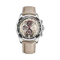 naviforce montre de sport pour homme - analogique - quartz - chronographe - bracelet en cuir, gris, chronographe