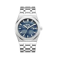 burei montre homme mode Étanche analogique quartz montres, montre-bracelet en acier inoxydable avec date