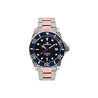 lorenz hydro-sub lz 090000gg montre pour homme à mouvement automatique swiss made avec bracelet en acier sous-marin professionnel 500 mètres, bleu, medio