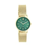 oozoo montre vintage pour femme en or/vert avec bracelet en métal milanais - montre analogique pour femme ronde, doré/vert., 28mm gehäuse/14mm armbandbreite
