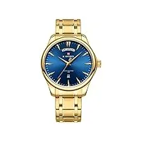 naviforce montre-bracelet de luxe pour homme - affichage automatique du jour et de la date - en acier inoxydable - Étanche - mouvement japonais, bleu doré., bracelet