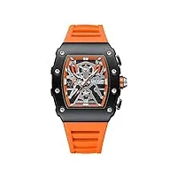 megir montre de sport militaire à quartz avec bracelet en silicone pour homme - cadran lumineux - chronographe avec date, orange 2218