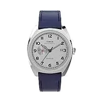 timex marlin® tw2v61900 montre automatique à sous-cadran avec bracelet en cuir 39 mm, bleu