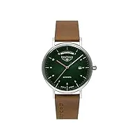 bauhaus montre automatique pour homme avec affichage du jour de la semaine avec bracelet en cuir 2162-4, vert, classique