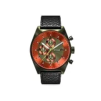 detomaso d10 montre chronographe à quartz analogique pour homme avec bracelet en cuir noir, olive