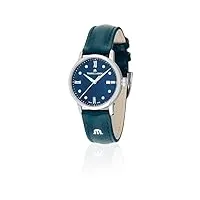 maurice lacroix eliros date diamonds el1094-ss001-650-5 montre à quartz analogique pour femme avec bracelet en cuir bleu pétrole, bleu pétrole, classique