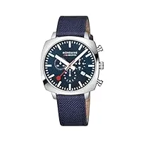 mondaine grand cushion chrono square men's blue watch msl.41440.ld.set