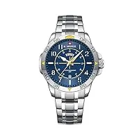 naviforce montre d'affaires pour homme au design minimaliste - montre-bracelet étanche en acier inoxydable avec affichage automatique du calendrier jour-date (silver blue)