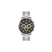 lacoste montre chronographe à quartz pour homme collection boston avec bracelet en acier inoxydable argenté - 2011272