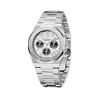 pagani design montres à quartz pour homme 40m chronographe sport en acier inoxydable montres pour homme cadran saphir synthétique verre pd-1707 (white steel pd-1707)