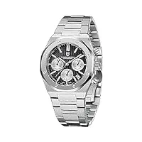 pagani design montres à quartz pour homme 40m chronographe sport en acier inoxydable montres pour homme cadran saphir synthétique verre pd-1707 (black steel pd-1707)