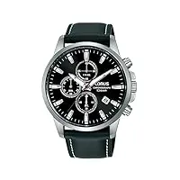 lorus chronographe sport à quartz 100m (42mm) cadran soleillé noir/cuir noir rm387hx9